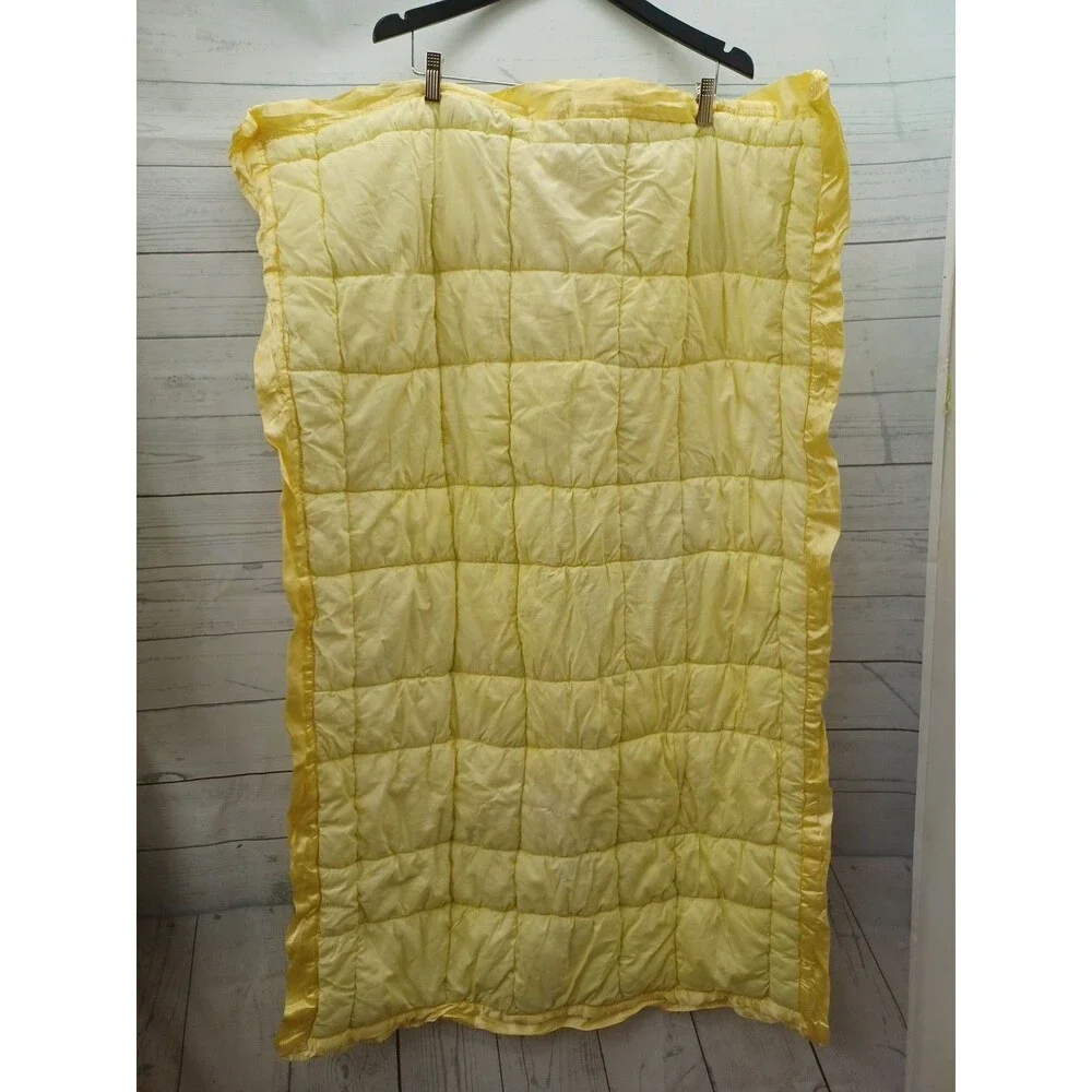Vtg 70's Quilted Baby Crib Quilt Yellow Animals Embroidery Unisex 48x30